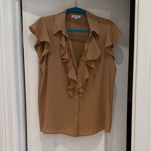 Calvin Klein Camel Ruffle Blouse